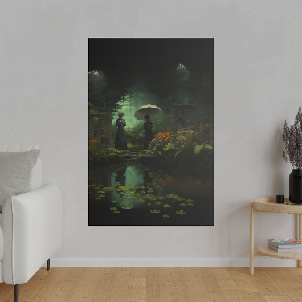 Thumbnail: Walk Pond 1800s Matte Canvas, Stretched, 0.75"