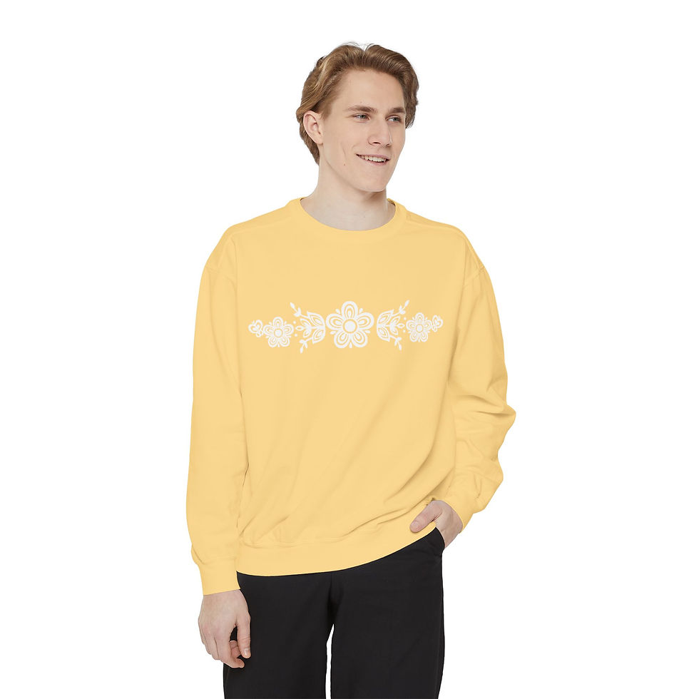 Thumbnail: Vintage Pyrex Filigree Sweatshirt — Orange Decorative Center Motif