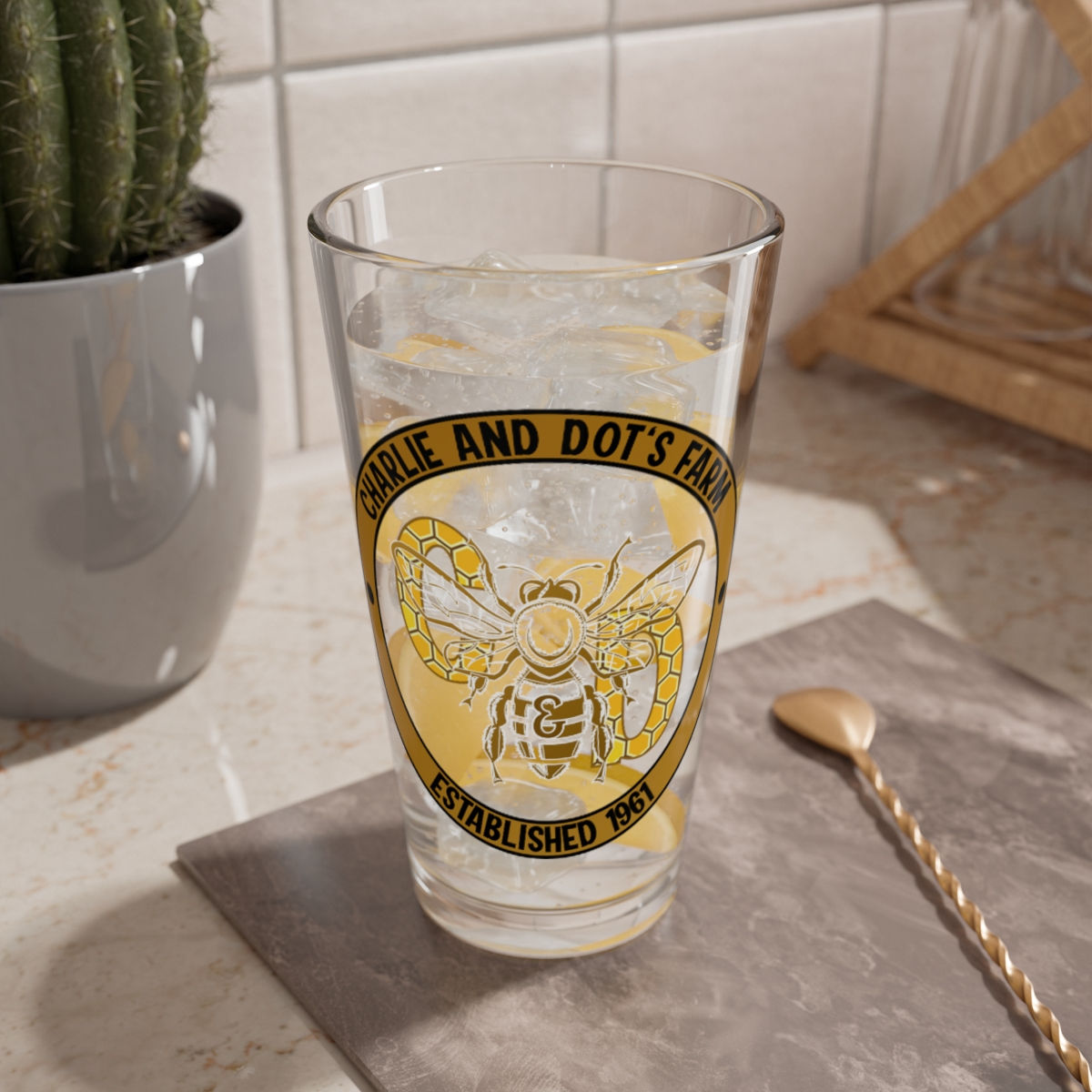 C & D Farm Est 1961  Pint Glass, 16oz