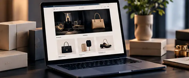 Online store and mobile shopping experience displayed on devices
