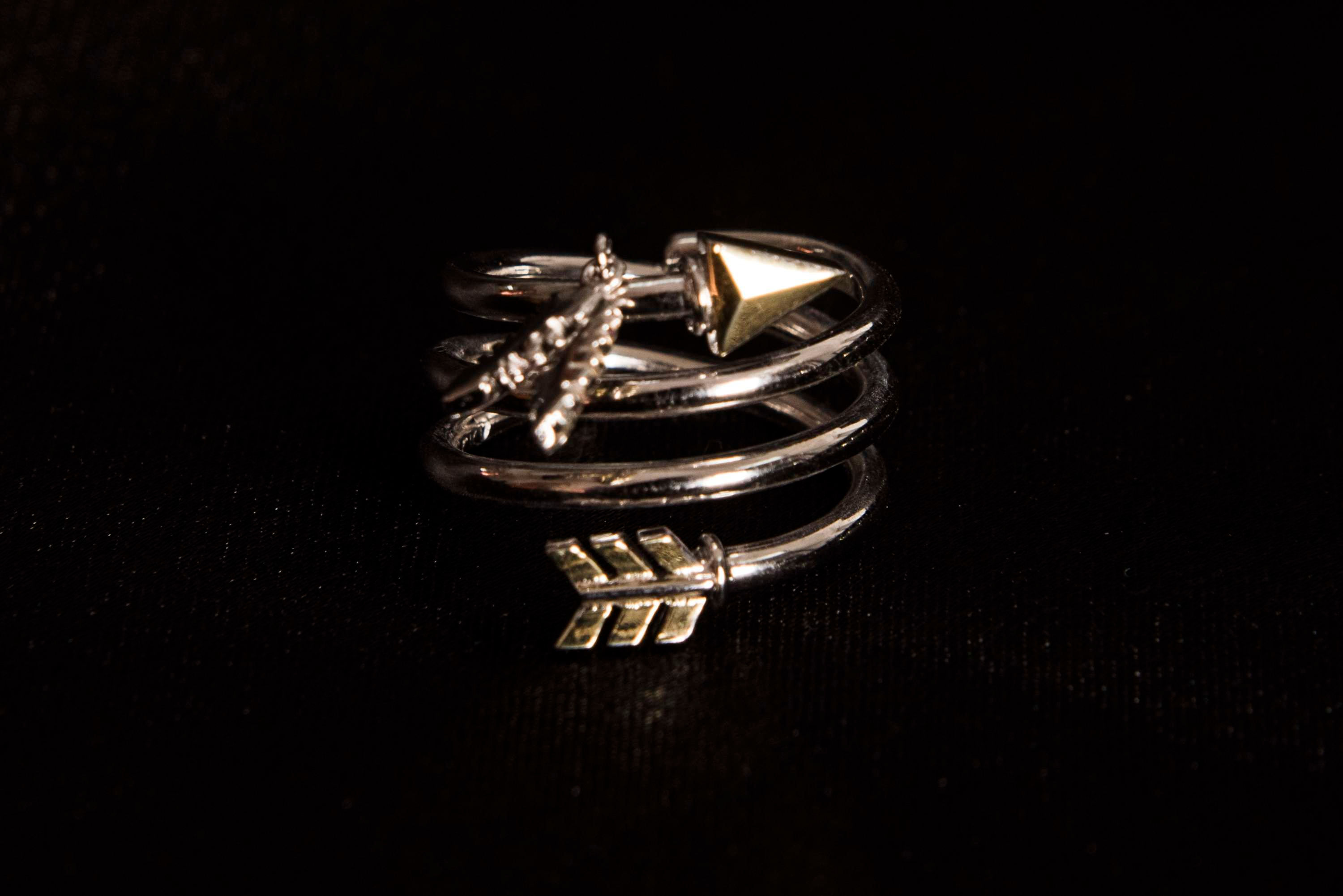 Anel Flechas Grande PRATA-OURO