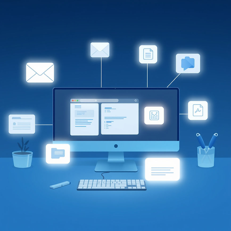 Modern Desktop SaaS Operating System workspace interface with ambient AI assistance appear