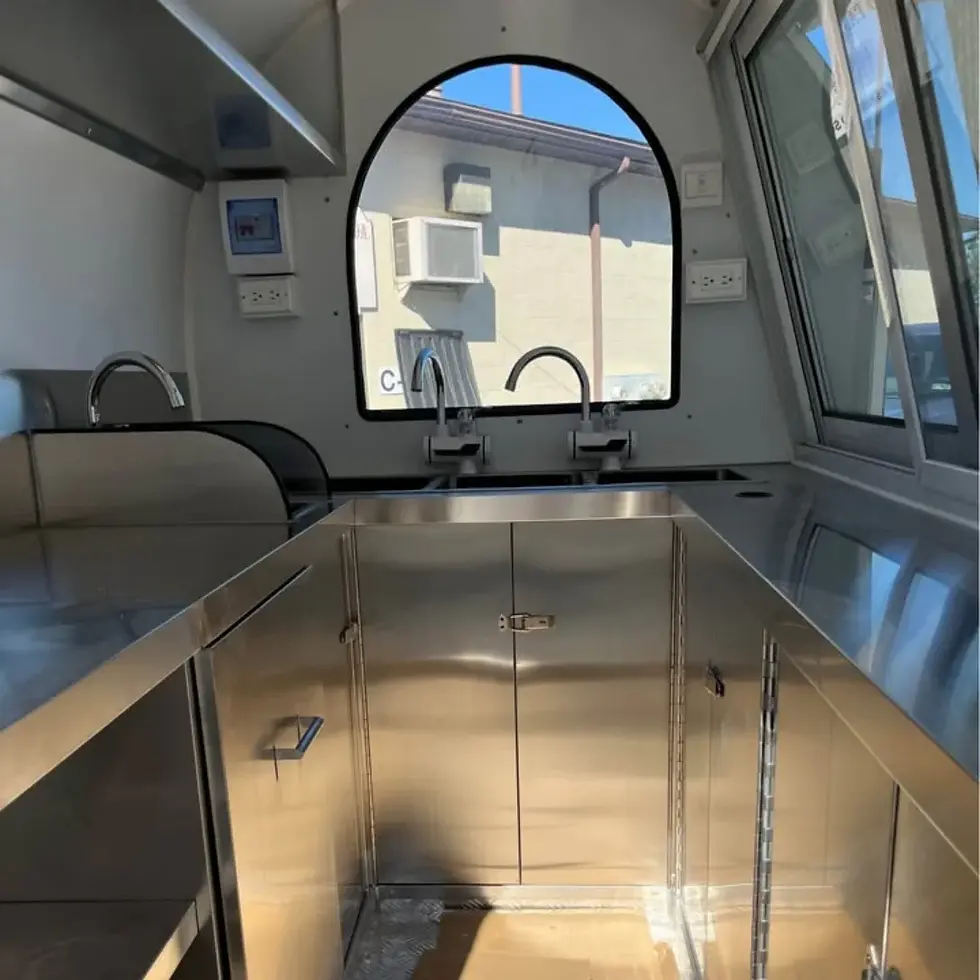 Thumbnail: Small Retro Style Food Trailer | Compact Mini Mobile Kitchen Cart