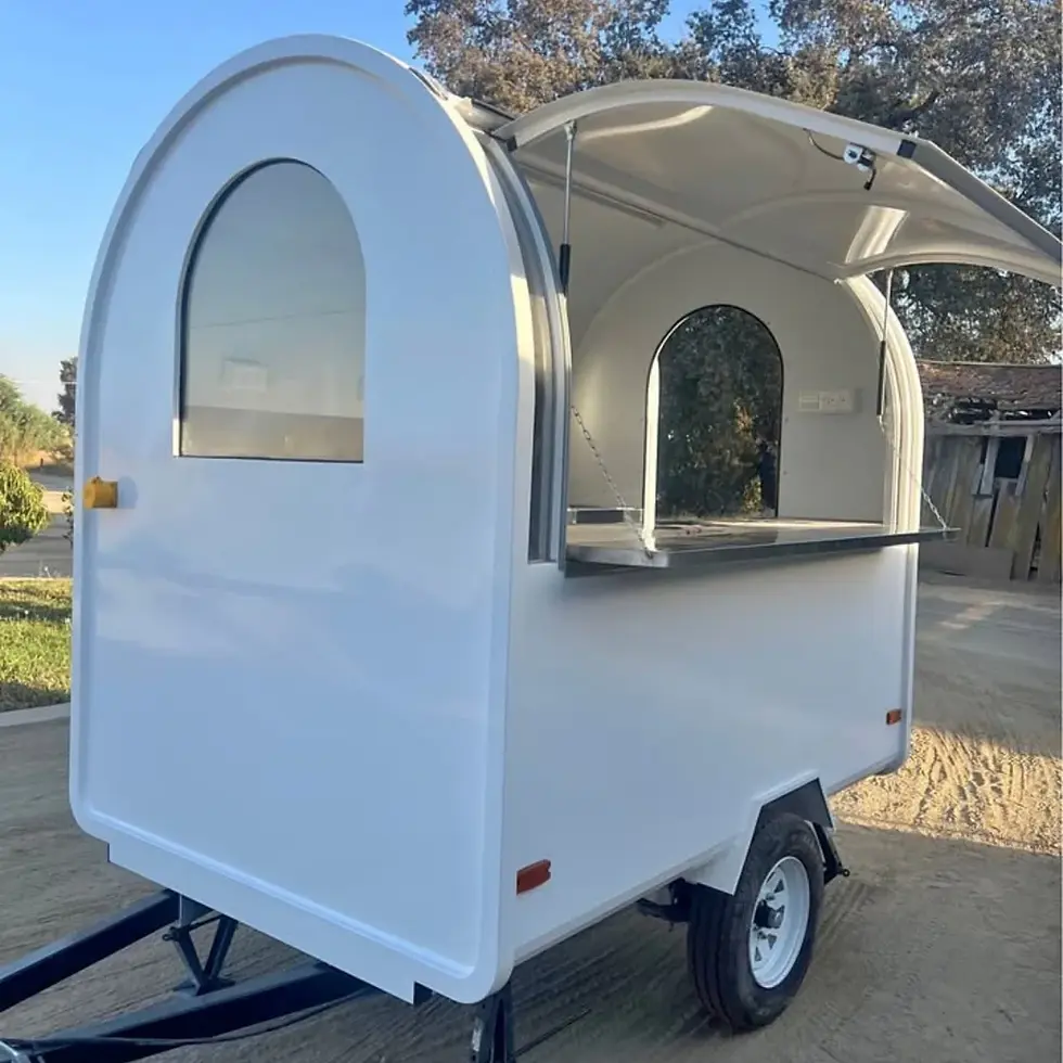 Thumbnail: 2.19m White Mini Round Top Food Trailer for Coffee & Desserts with Single Axle 