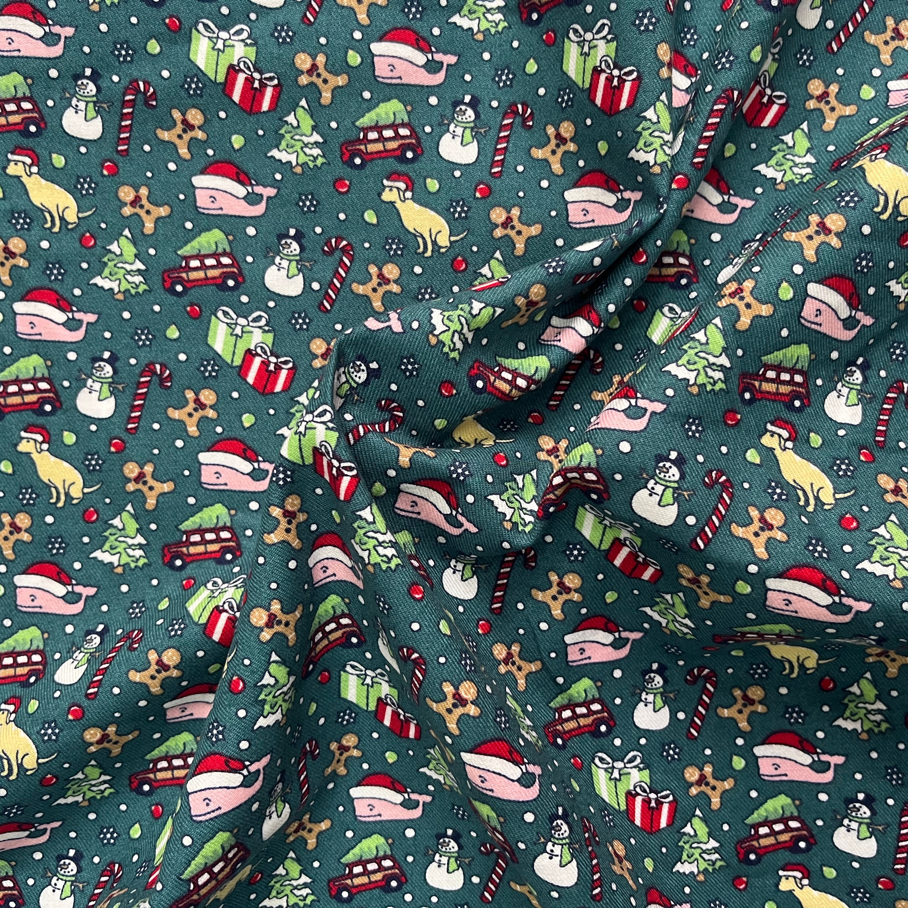 CHRISTMAS DOG WHALE CAP COTTON TWILL PRINT
