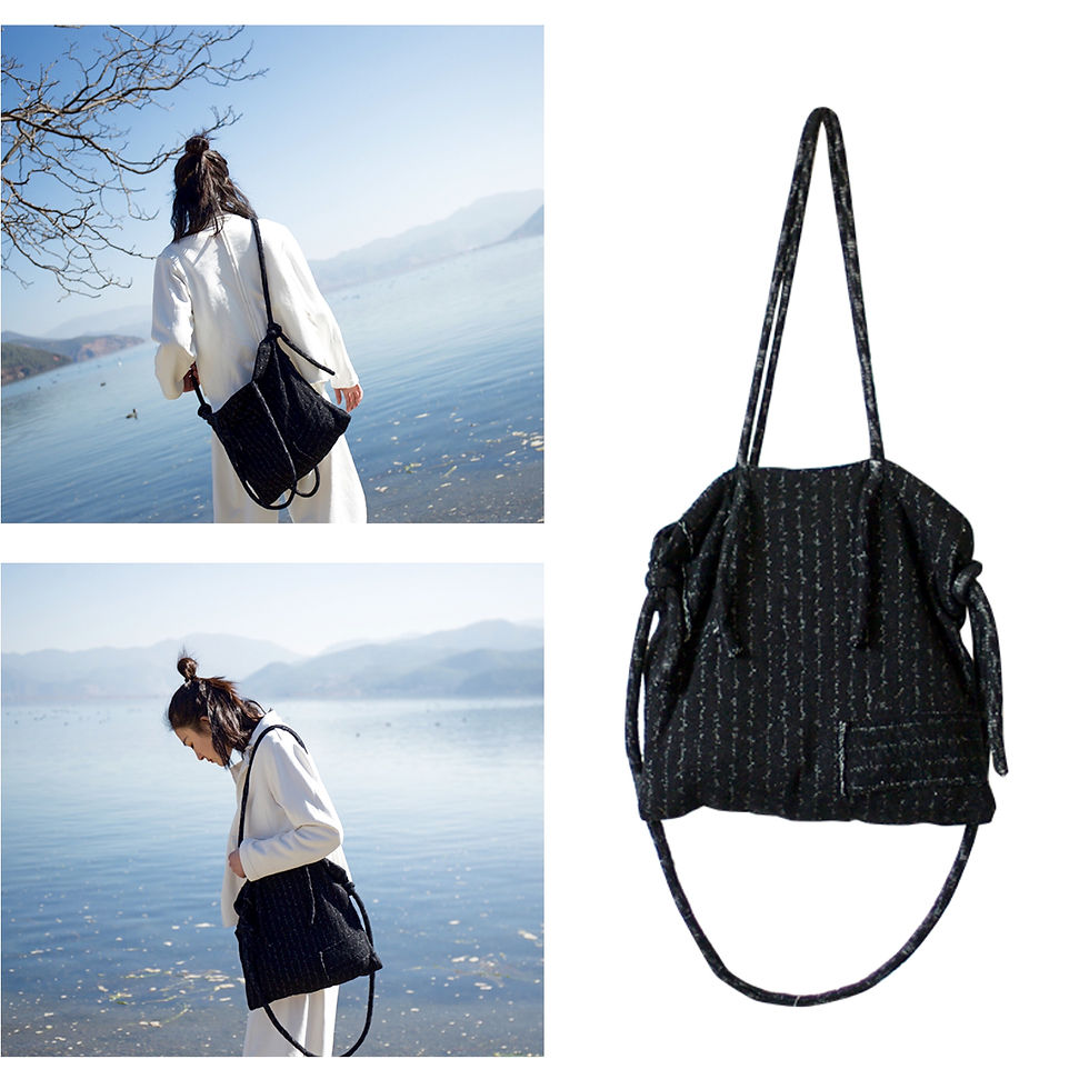 Thumbnail: Urban Unisex 2 ways Crossbody Bag & Tote Bag -Textile Striped Black & White