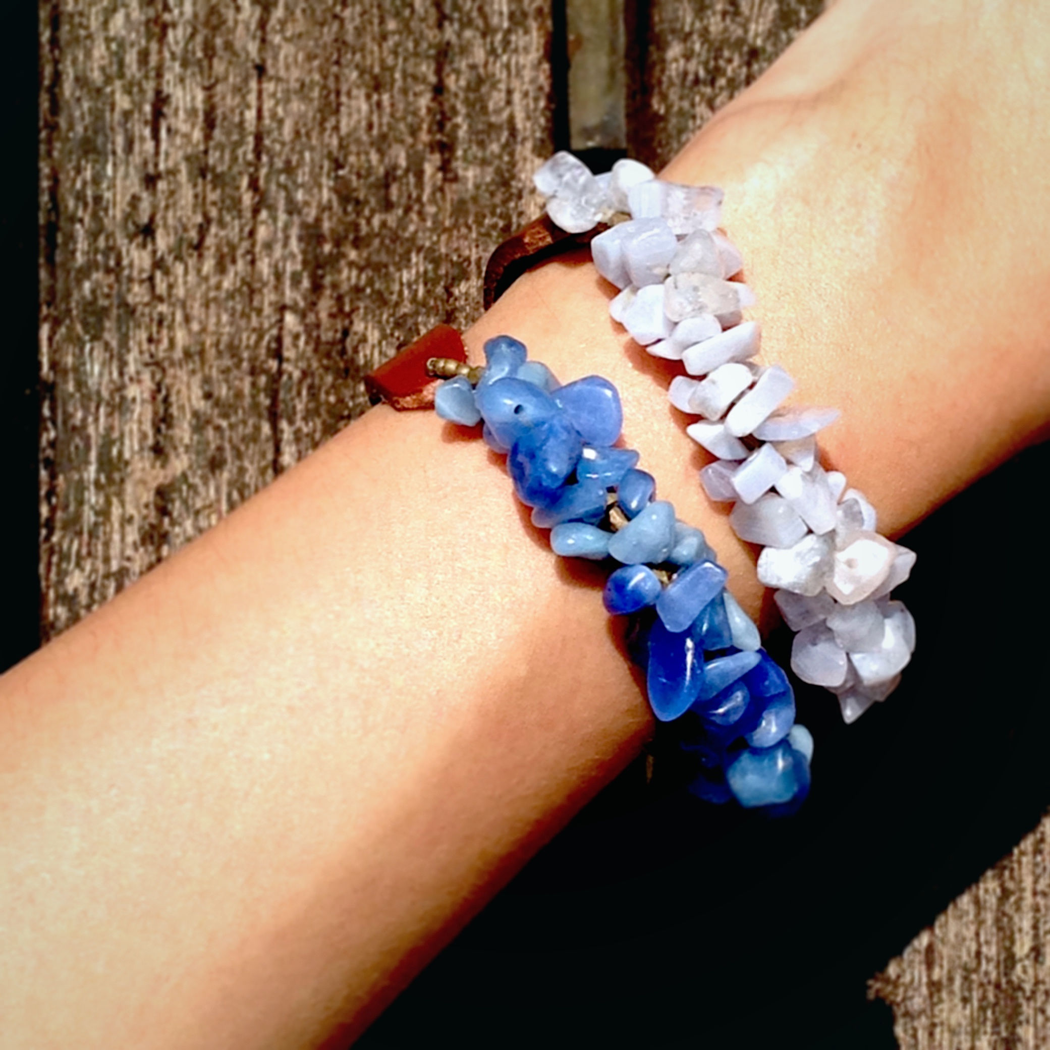 清新耀眼天然石皮革手鍊-組合價 任選2個