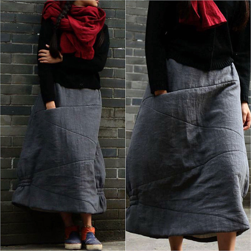 Thumbnail: Urban Simple Quilted Long Skirt