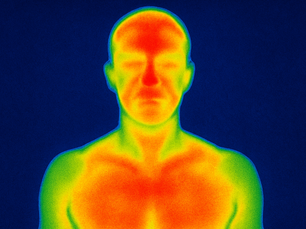 A thermal camera image of a human