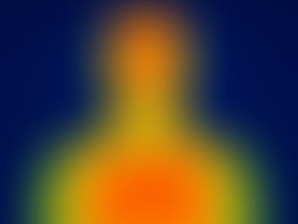 A thermal camera image of a human