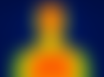 A thermal camera image of a human