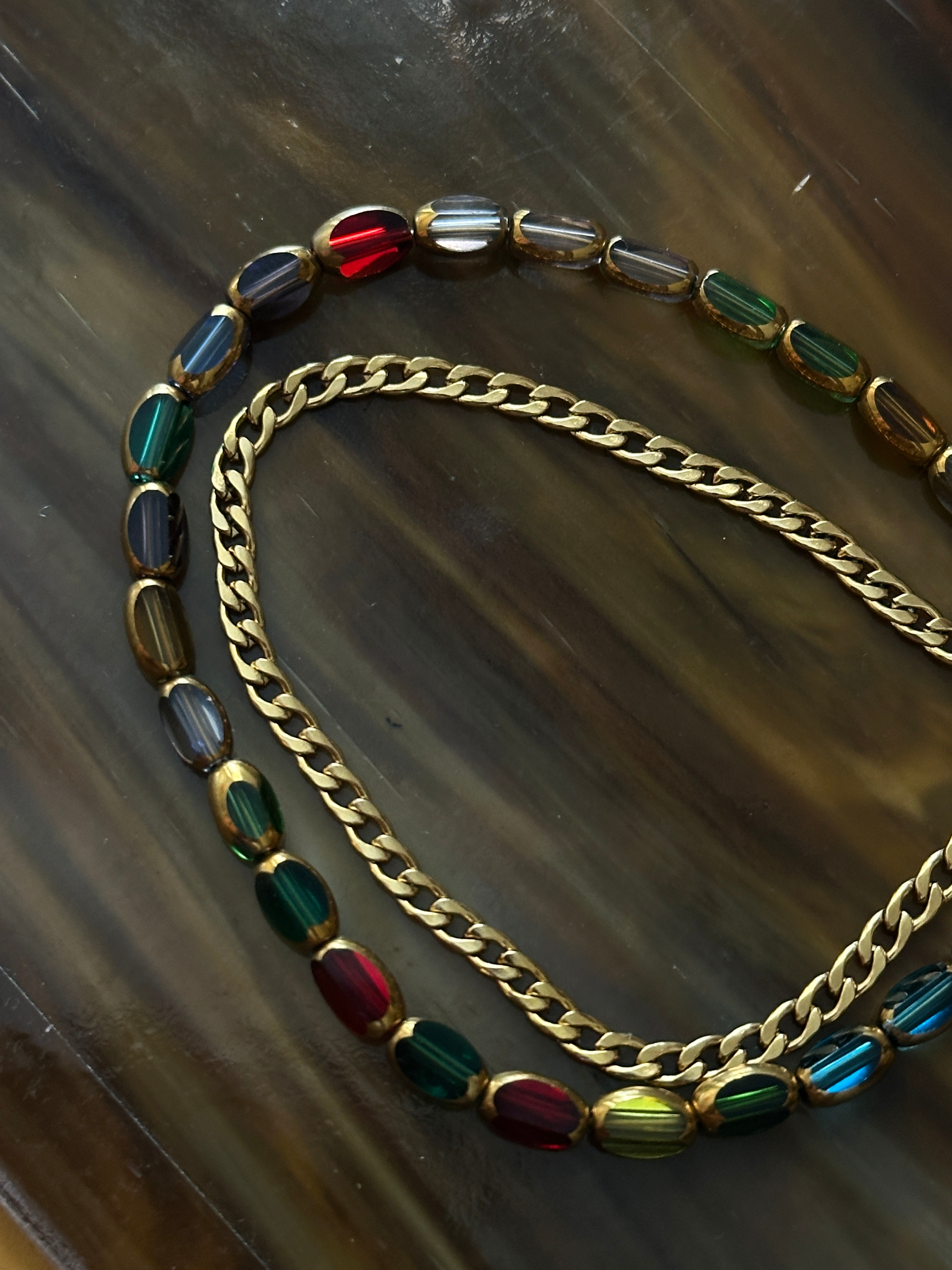 Custom: Double Chain Mixed Gem Anklet 