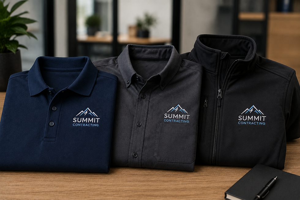 Polo and jackets with embroidered left-chest logo