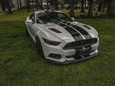 Sports car featuring vibrant vinyl stripes