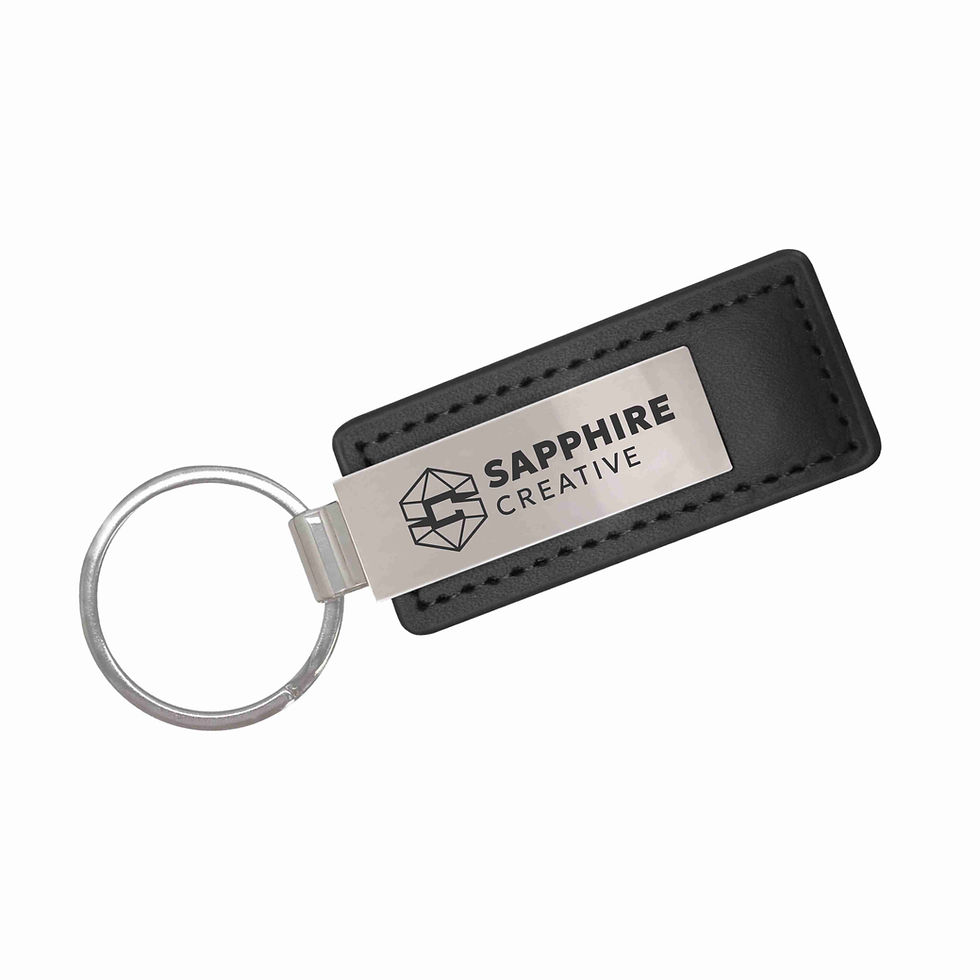 Leather keychain with engraved metal plate