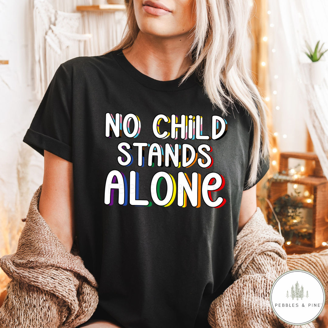 No Child Stands Alone Black Canadian LGBTQ Pride T-Shirt