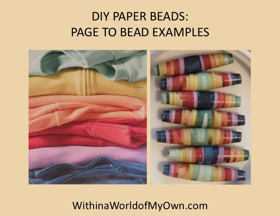DIY paper beads - page to bead examples