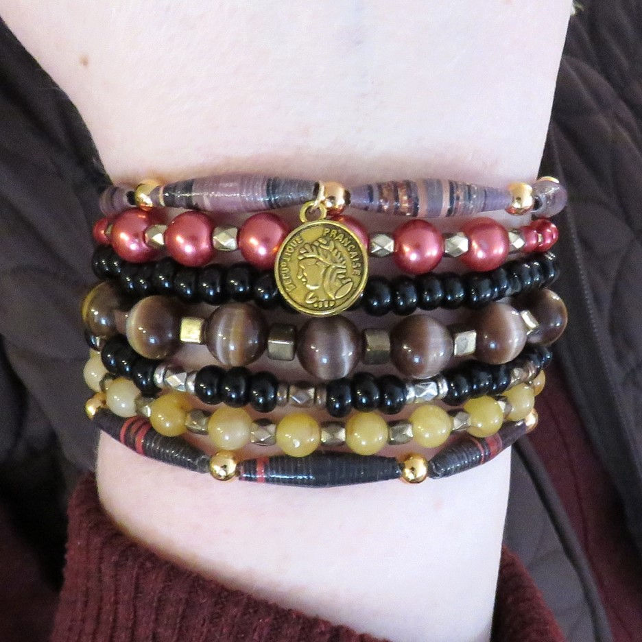 DIY Paper Bead Bracelet Stack