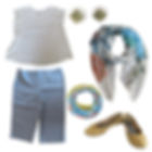 Plus size outfit for spring or summer in white, grey, yellow, and light blue SS 2022 Pantone colors