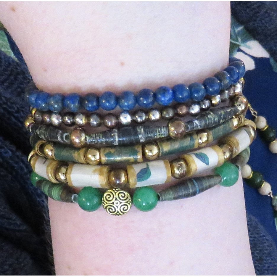 DIY paper bead bracelet set