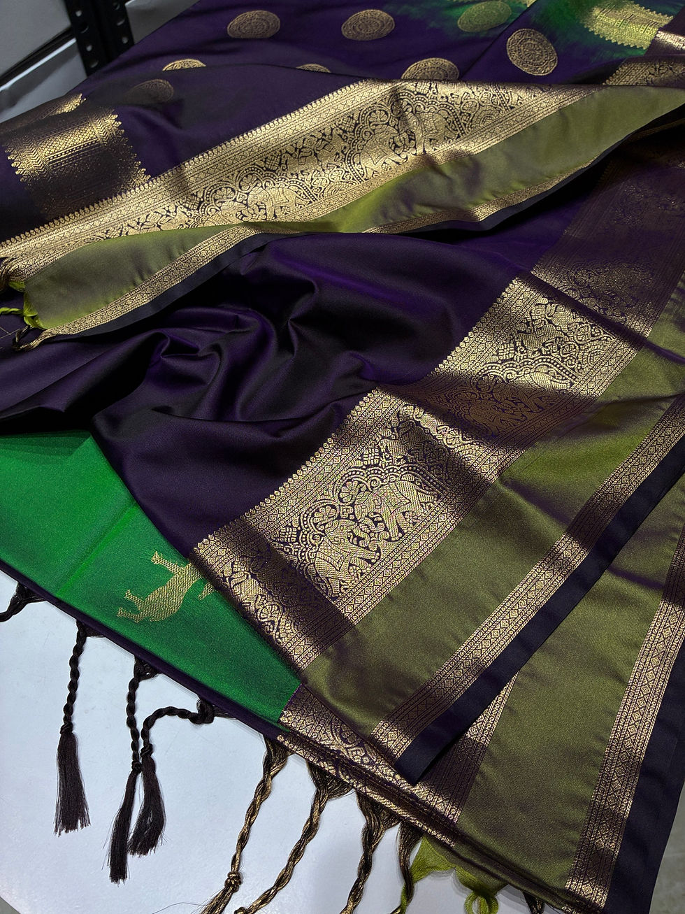 Thumbnail: Dual Green Purple Deer Pure silk inspired 