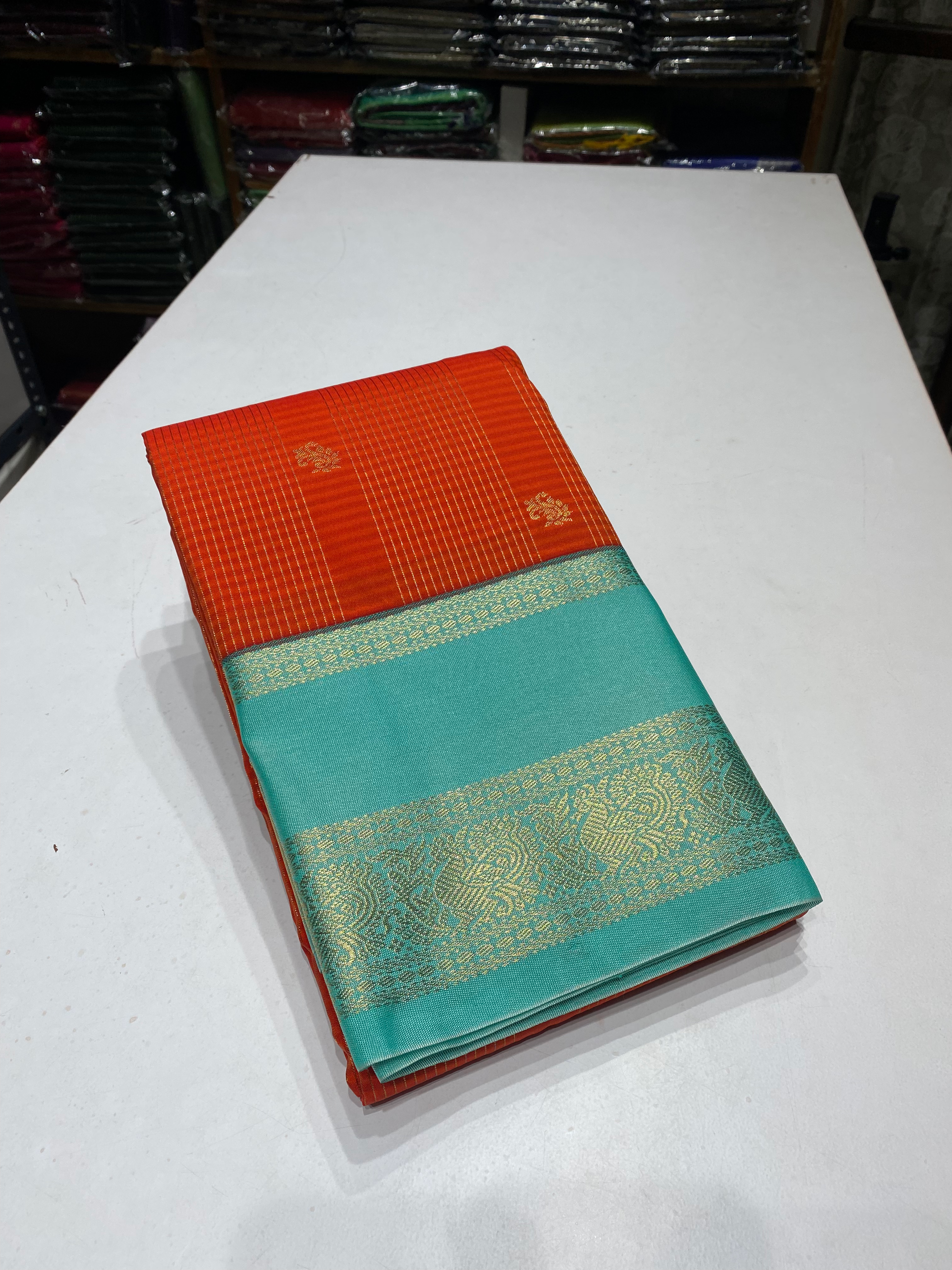 Orange with seagreen