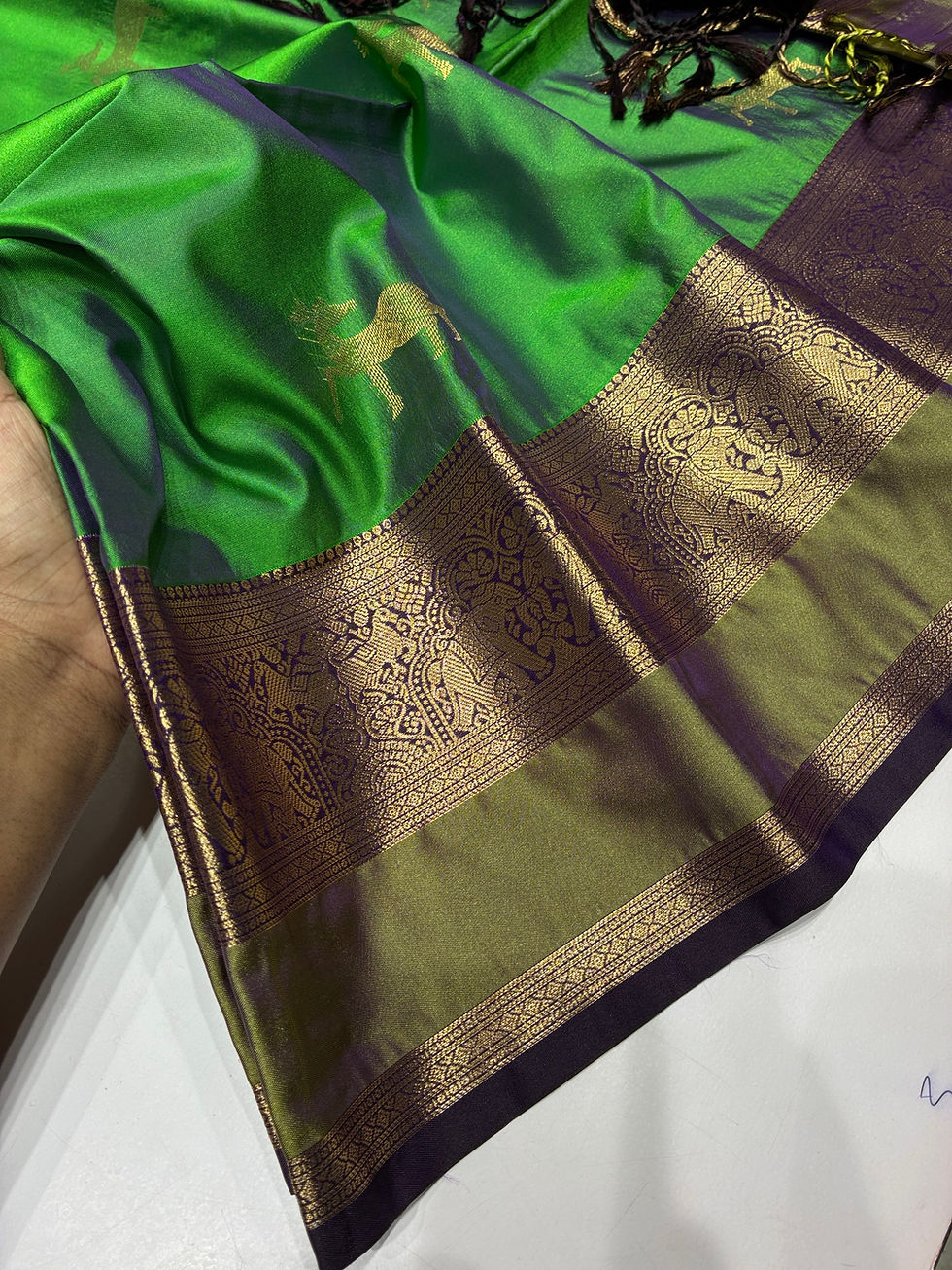 Thumbnail: Deer - Dual Green Pure silk inspired 