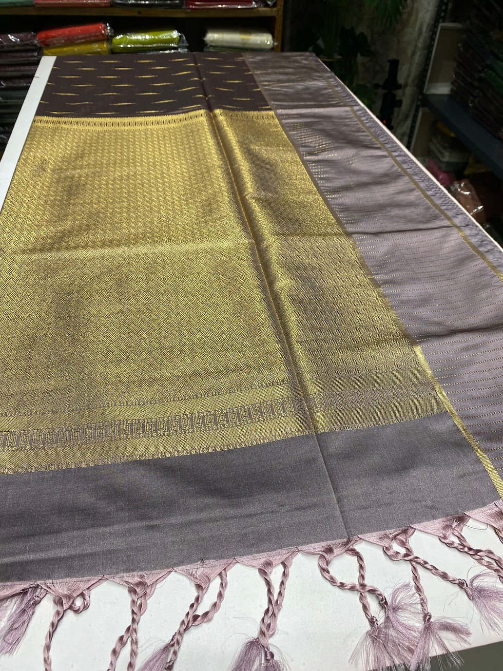 Thumbnail: Choco Grey Raindrop soft silk