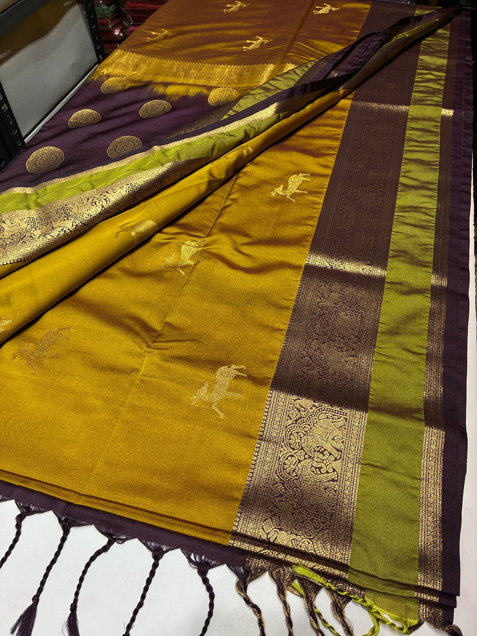 Thumbnail: Golden Honey Deer Pure silk inspired 