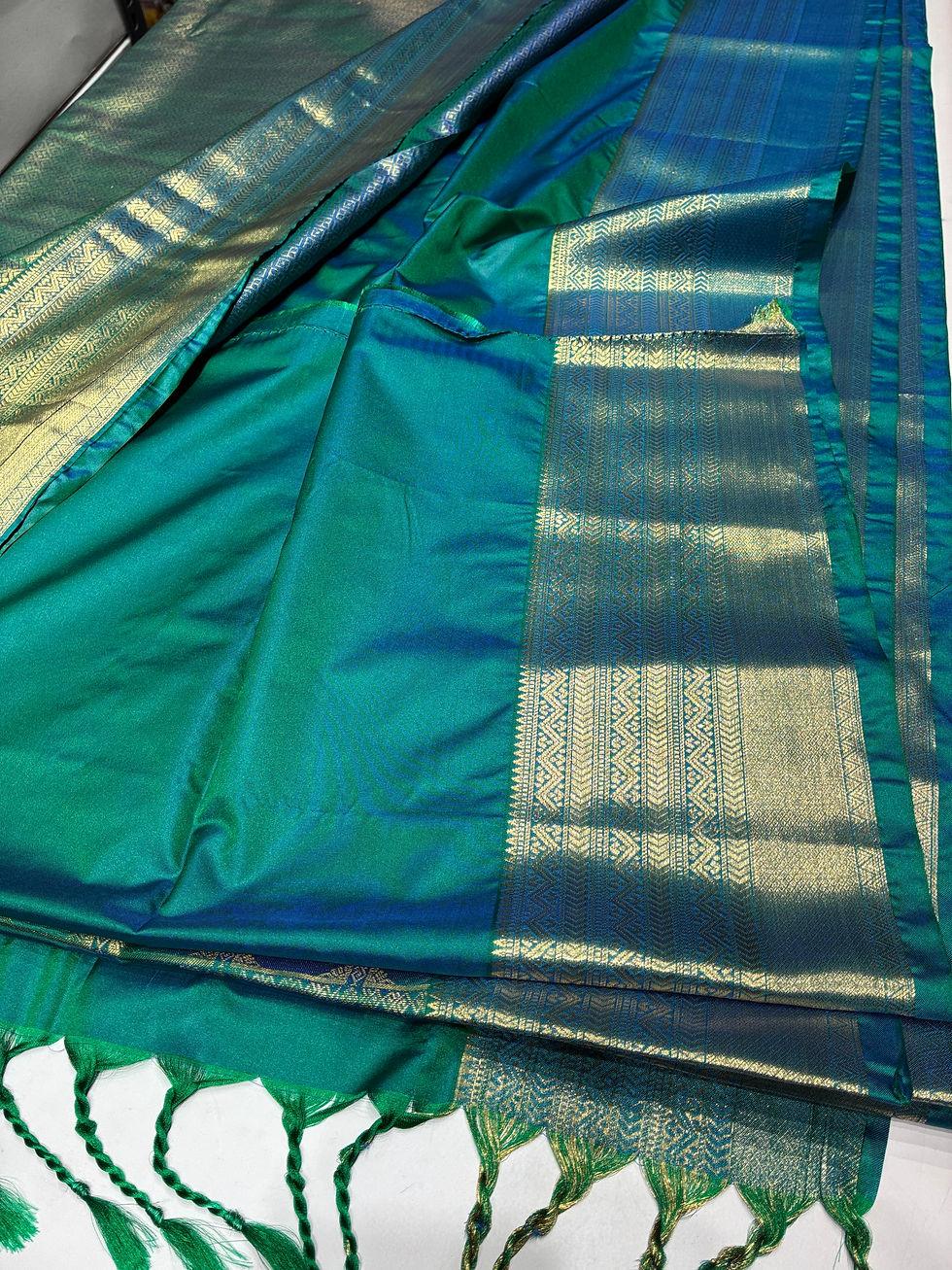 Thumbnail: Peacock blue self muhurtham 