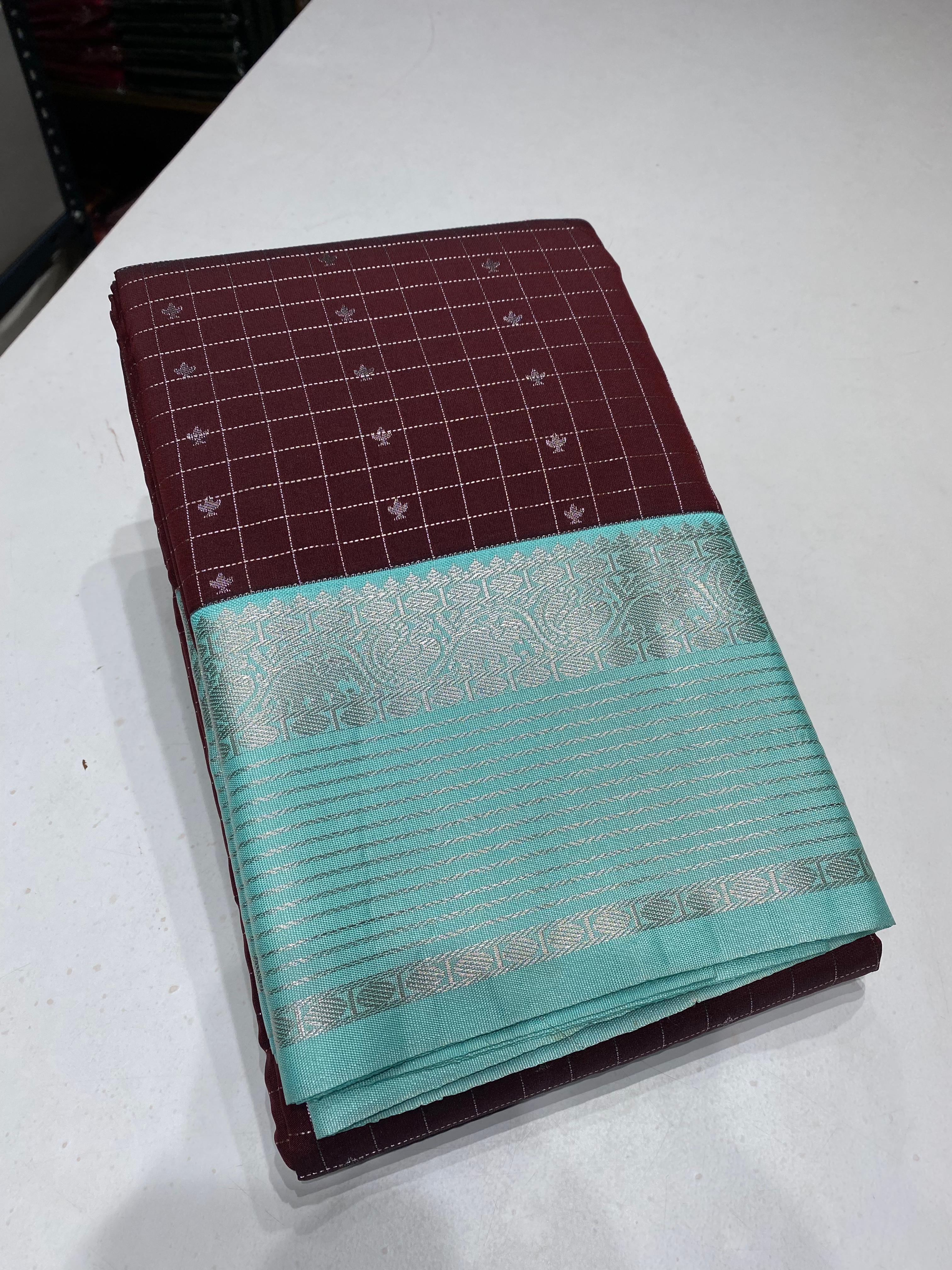 Brown with pastel blue