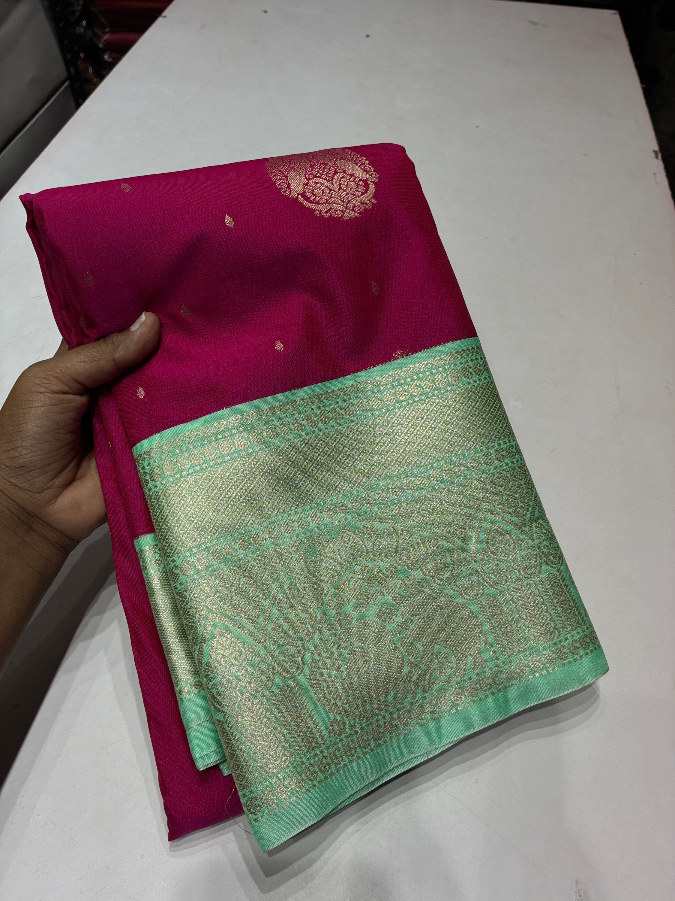 Barbie pink Seagreen Antique Zari