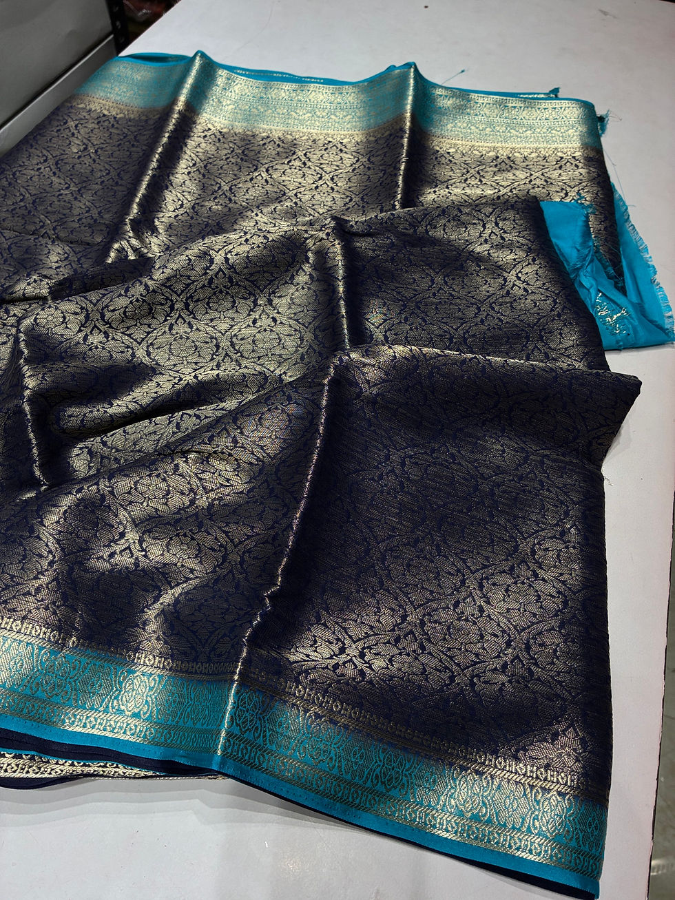 Thumbnail: Mysore silk - Navy blue