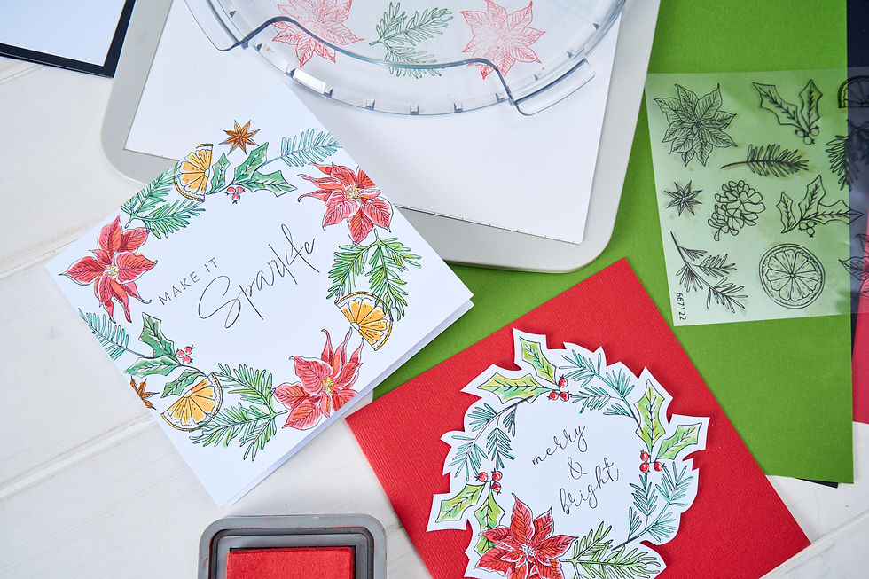Thumbnail: Sizzix Clear Stamps 11 Pk Set-Poinsetta and Pine- 667122