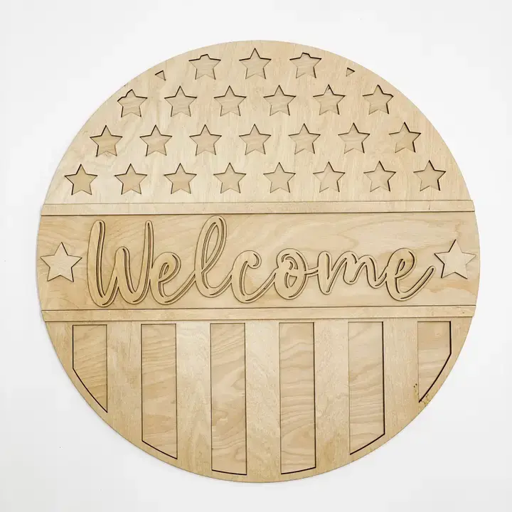 Studio 29 Eleven- Welcome Stars & Stripes Patriotic - Diy Door Hanger- 420-3777