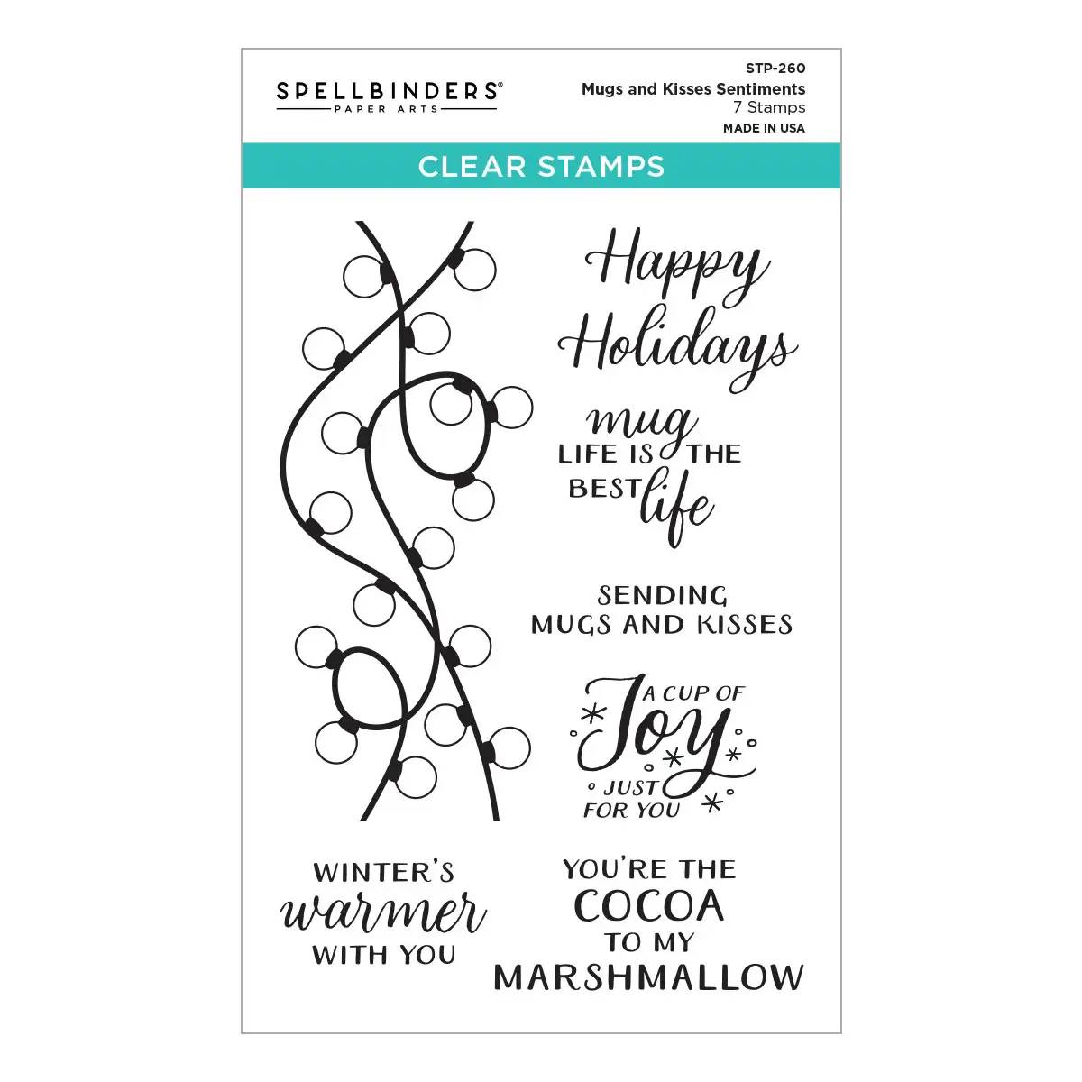 Spellbinders - Mugs and Kisses Sentiments Clear Stamp Set - STP-260