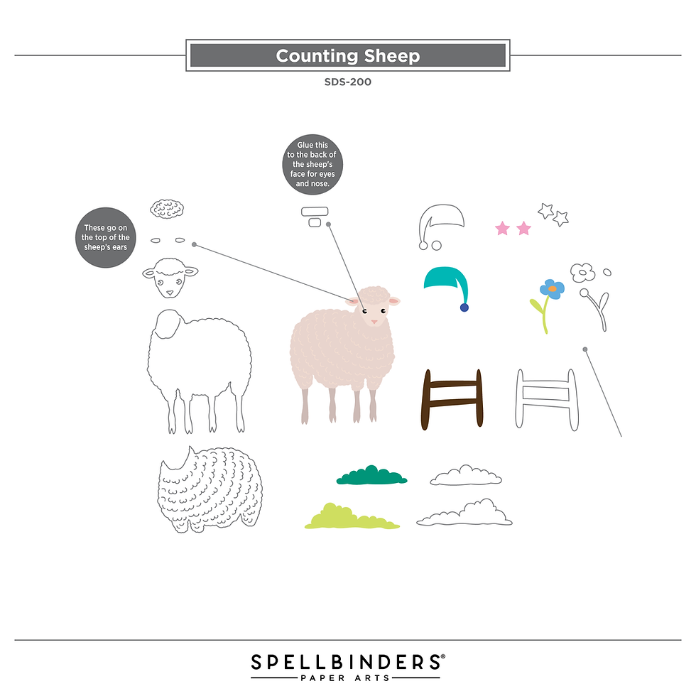 Thumbnail: Spellbinders- Counting Sheep Stamp & Die Set- SDS-200