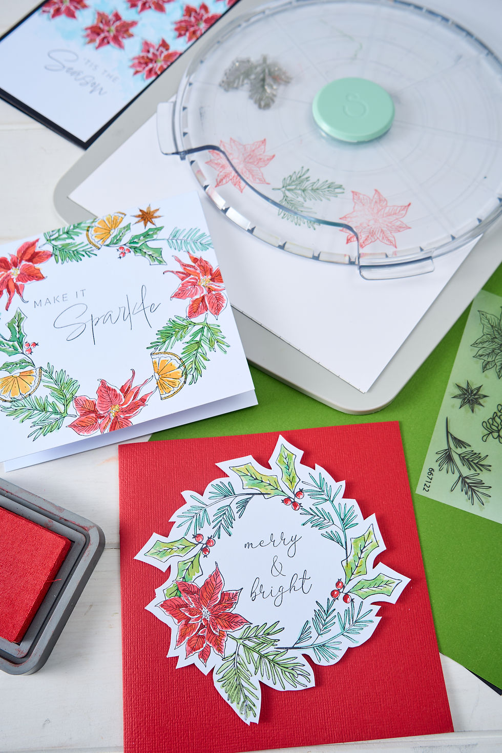 Thumbnail: Sizzix Clear Stamps 11 Pk Set-Poinsetta and Pine- 667122
