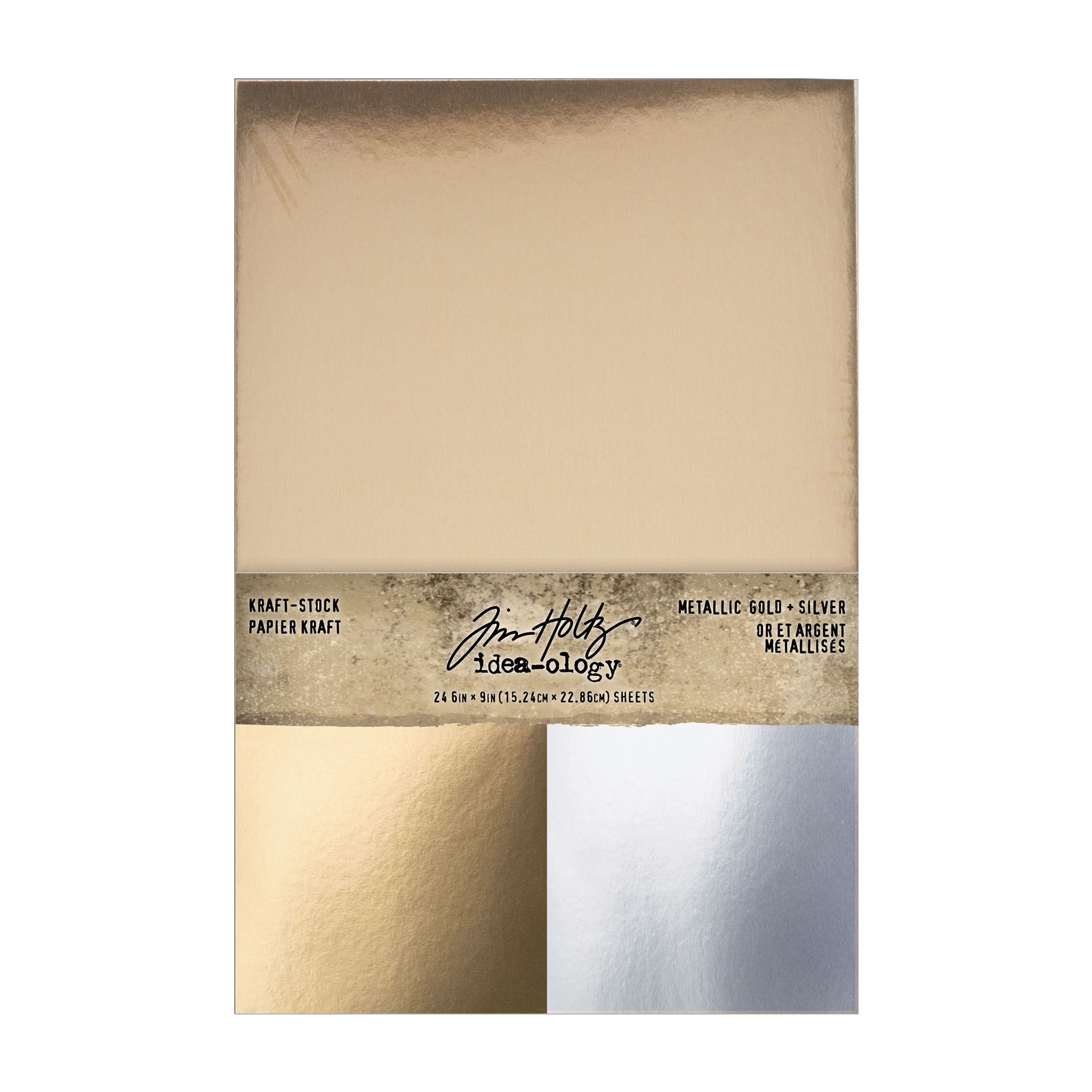 Tim Holtz Idea-ology Kraft Stock Metallic Gold and Silver - TH94493