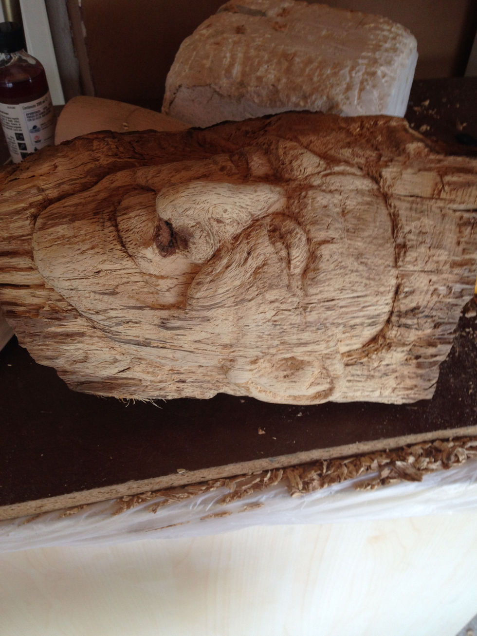 Scultura in fase di lavorazione