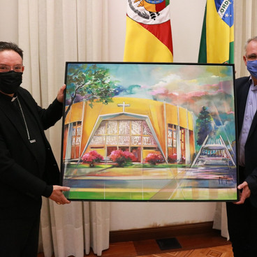 Dom Leomar e o prefeito Jorge Pozzobom