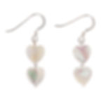 White flat lay with Shell Hearts Mother Of Pearl Duo Drop Earrings handmade beaded jewellery from Wales