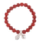 Carnelian Gemstone beaded bracelet with heart charm on white background