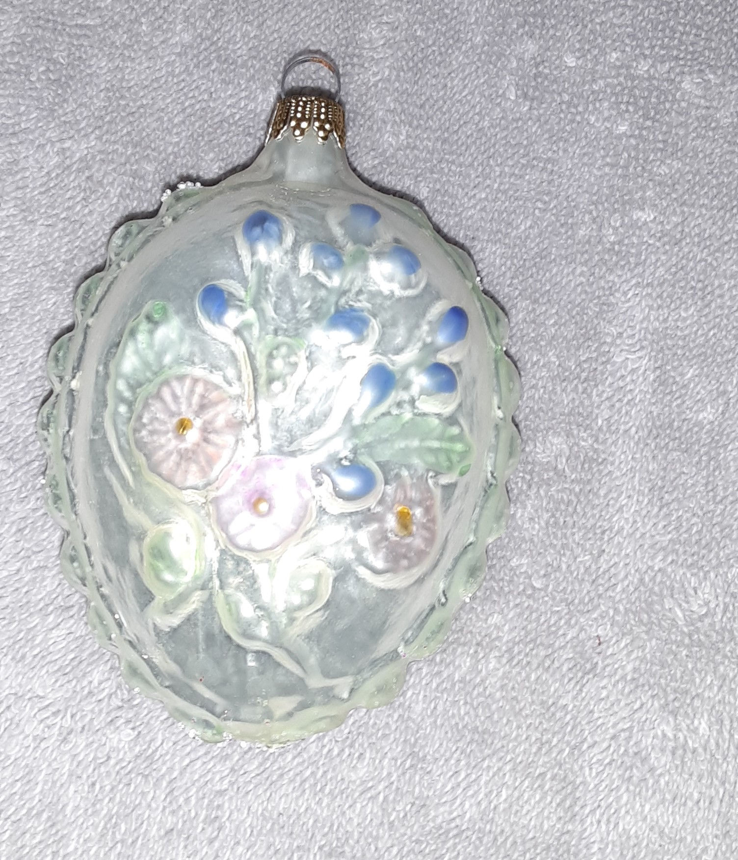 Floral Egg Blown Glass Ornament