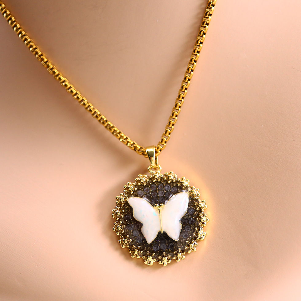 Thumbnail: Opal Glow Butterfly Necklace