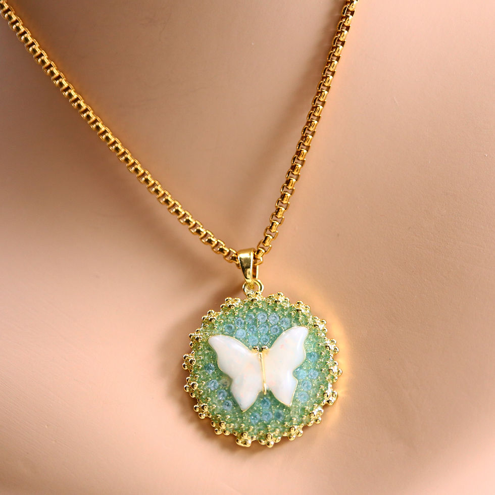 Thumbnail: Opal Glow Butterfly Necklace