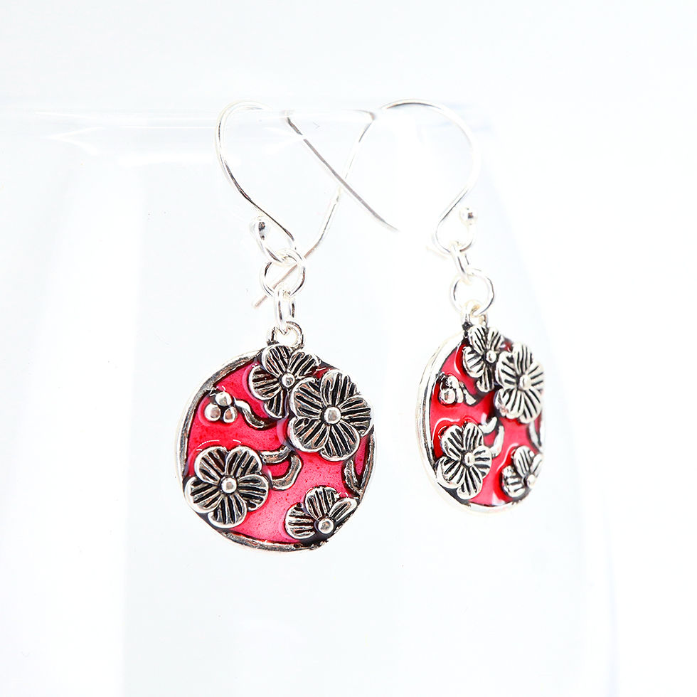 Thumbnail: Snowy Plum Flower Earrings