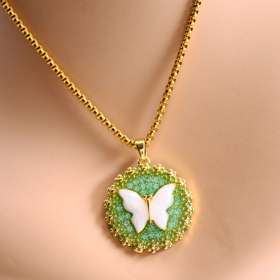 Thumbnail: Opal Glow Butterfly Necklace