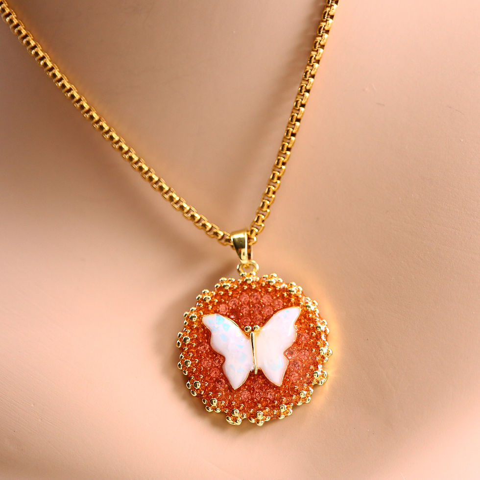 Thumbnail: Opal Glow Butterfly Necklace