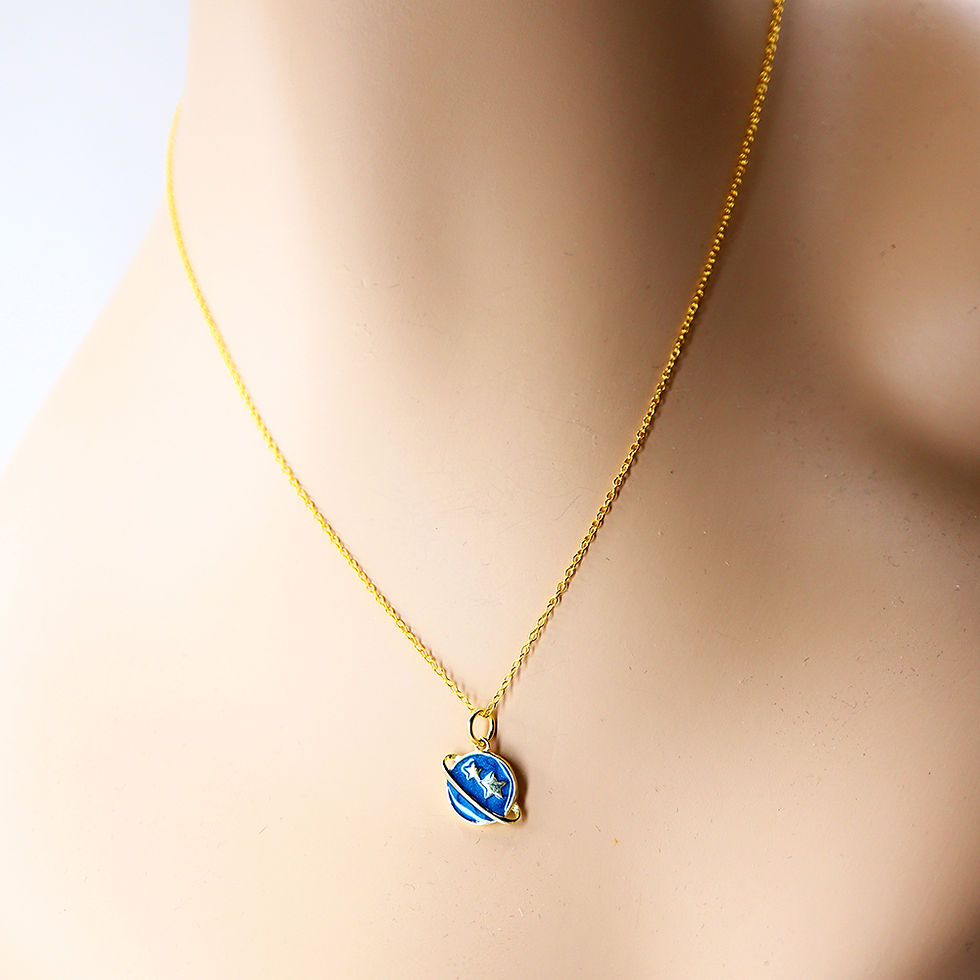 Thumbnail: Enamel Planet and Stars Charm Necklace
